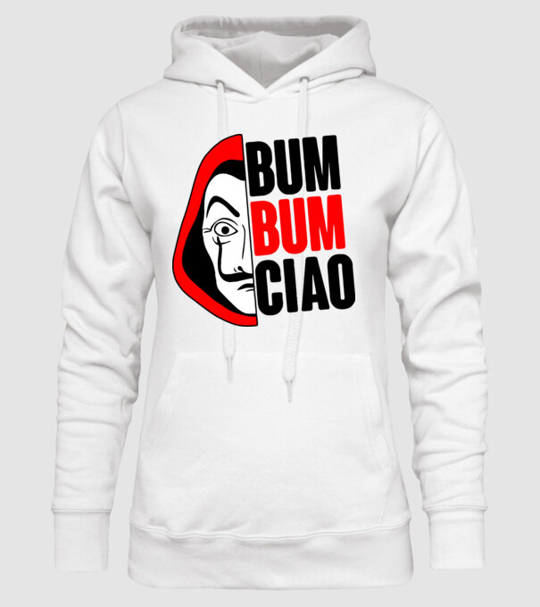 bumbum ciao money heist model alb pe tricou