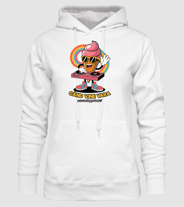 Când vine vara, e ca un drop puternic! model alb pe tricou