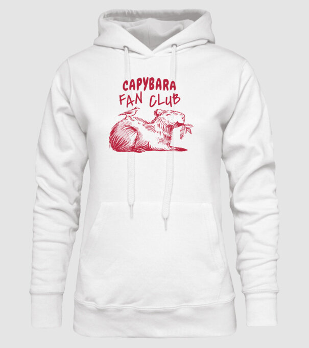 Capybara fan club model alb pe tricou