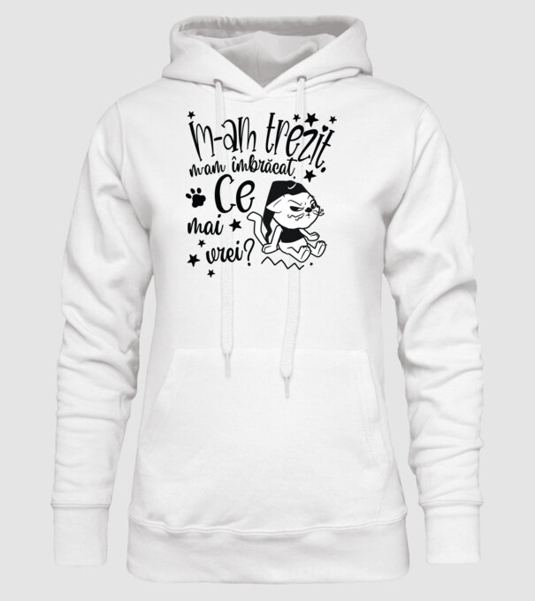 Ce mai vrei? model alb pe tricou