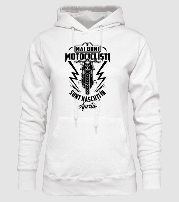 Cei mai buni motocicliști sunt născuți în Aprilie model alb pe tricou