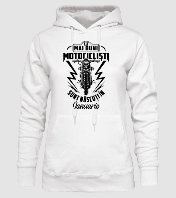 Cei mai buni motocicliști sunt născuți în Ianuarie model alb pe tricou