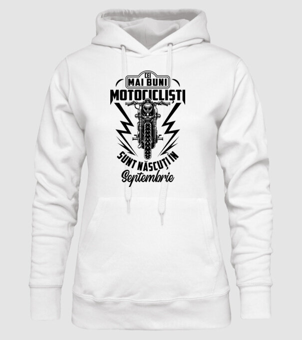 Cei mai buni motocicliști sunt născuți în Septembrie model alb pe tricou