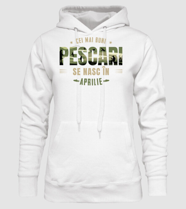 Cei mai buni pescari se nasc în aprilie model alb pe tricou