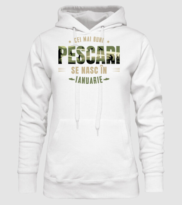 Cei mai buni pescari se nasc în ianuarie model alb pe tricou