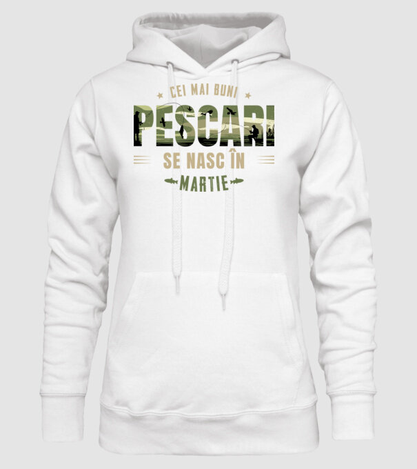 Cei mai buni pescari se nasc în martie model alb pe tricou