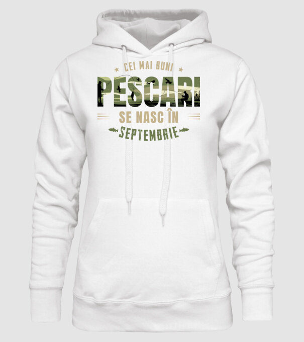 Cei mai buni pescari se nasc în septembrie model alb pe tricou