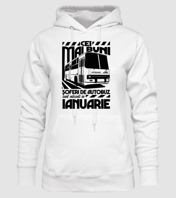 Cei mai buni șoferi de autobuz sunt născuți în Ianuarie model alb pe tricou
