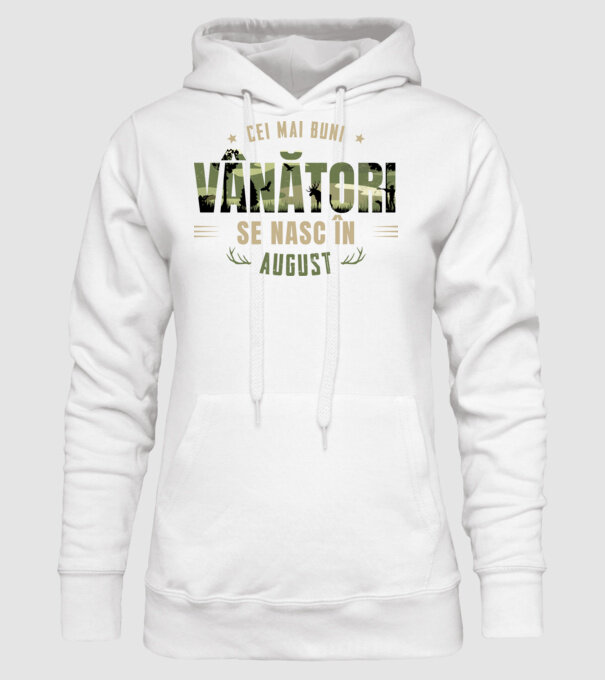 Cei mai buni vânători se nasc în august model alb pe tricou