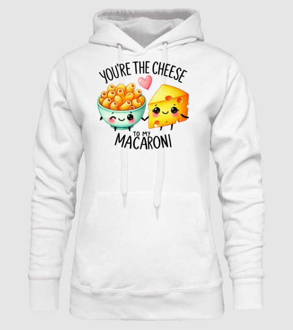 Cheese to my Macaroni model alb pe tricou