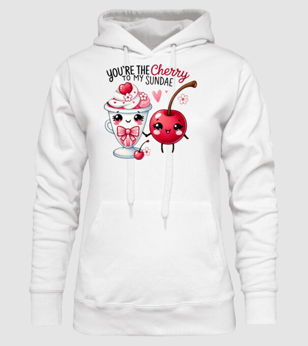 Cherry to my Sunday model alb pe tricou