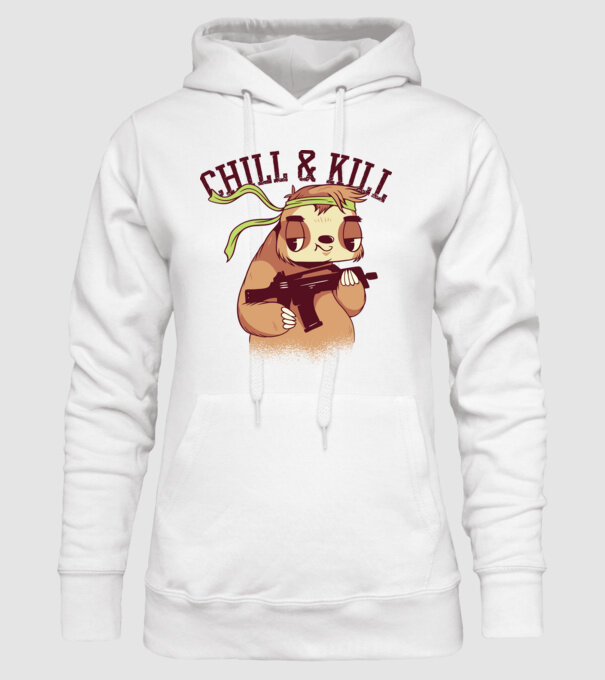 chill and kill model alb pe tricou