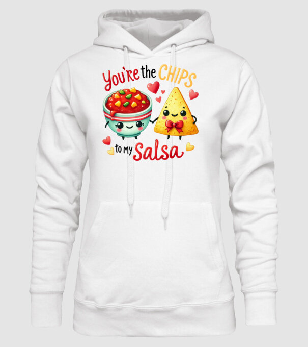 Chips to my Salsa model alb pe tricou