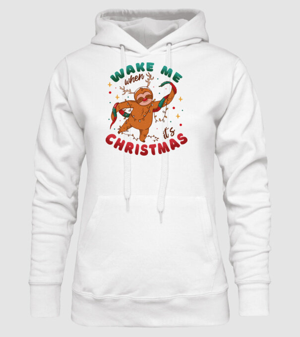 Christmas Sloth model alb pe tricou