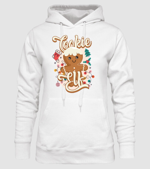 Cookie elf model alb pe tricou
