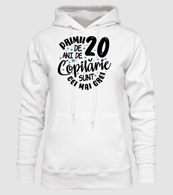 Copilărie 20 de ani model alb pe tricou