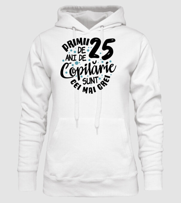 Copilărie 25 de ani model alb pe tricou