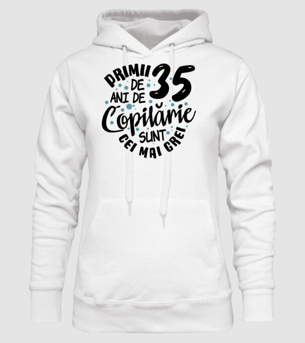 Copilărie 35 de ani model alb pe tricou