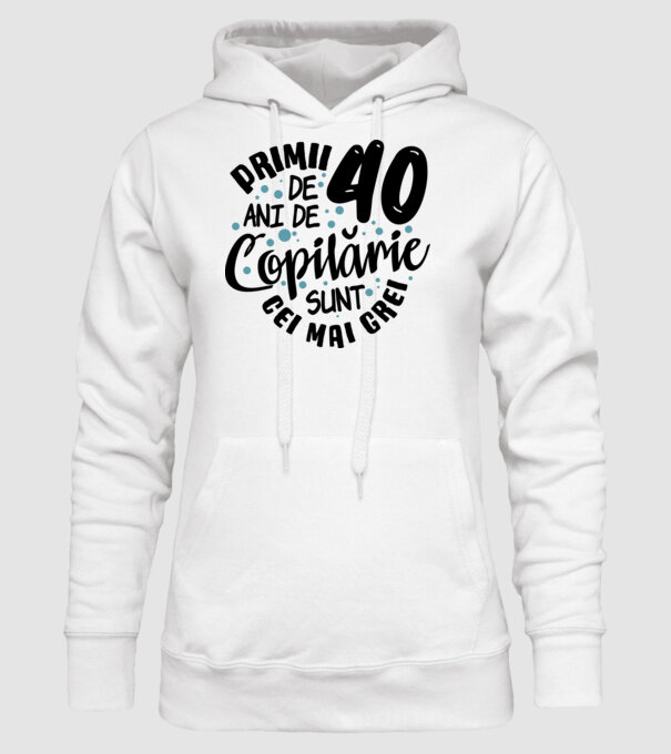 Copilărie 40 de ani model alb pe tricou
