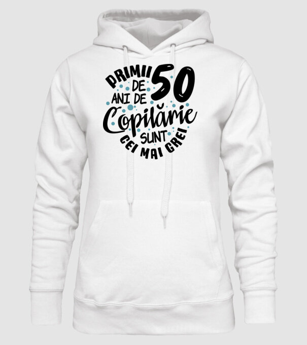 Copilărie 50 de ani model alb pe tricou
