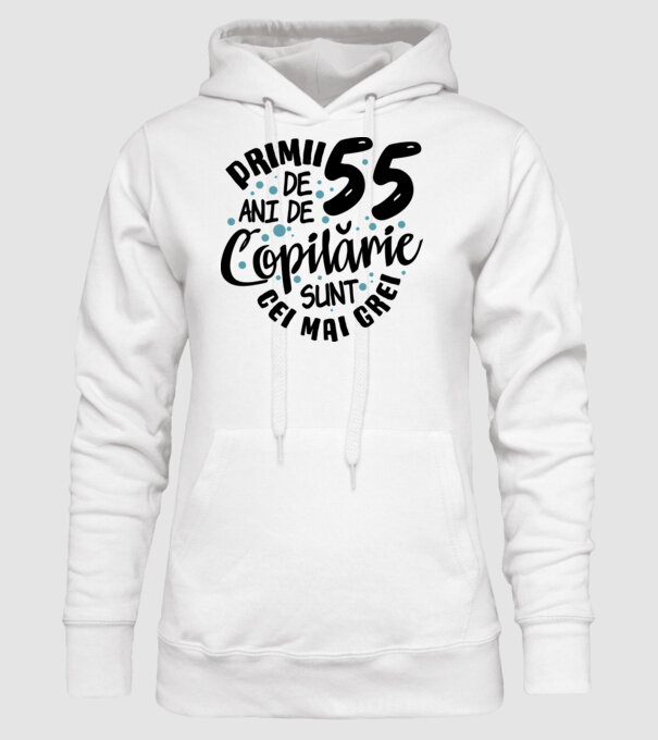 Copilărie 55 de ani model alb pe tricou