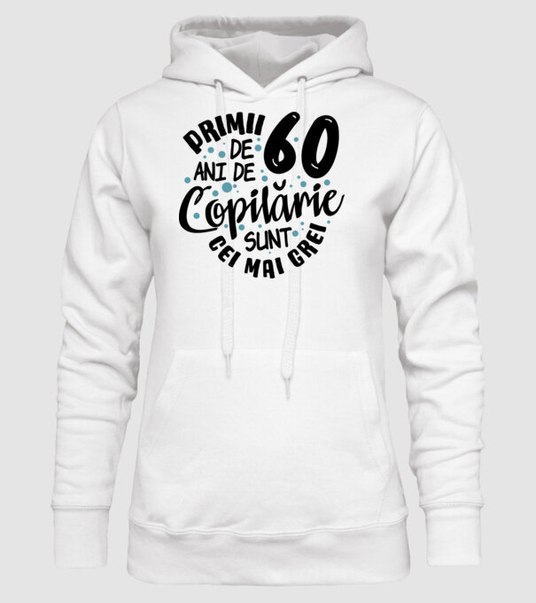 Copilărie 60 de ani model alb pe tricou