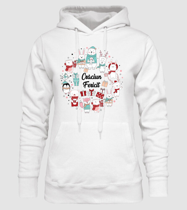 Crăciun Fericit model alb pe tricou