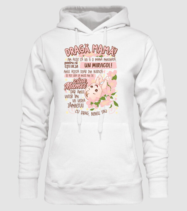 Cu drag, bebele tău model alb pe tricou