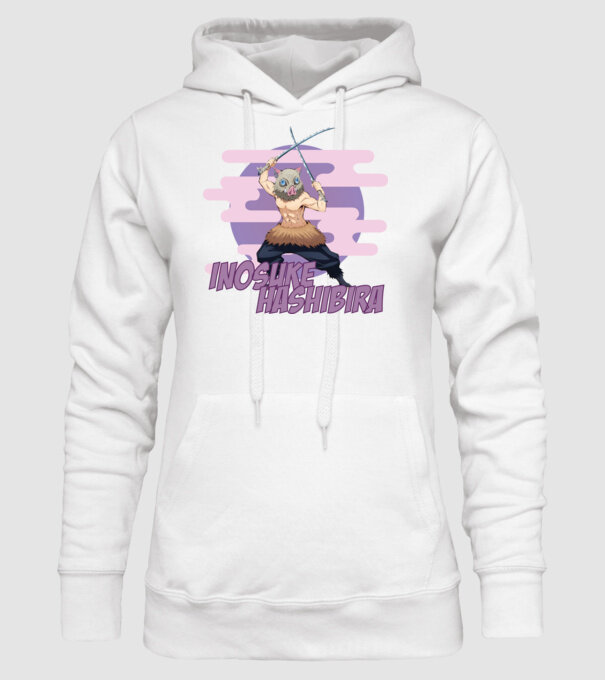 Demon Slayer Inosuke model alb pe tricou