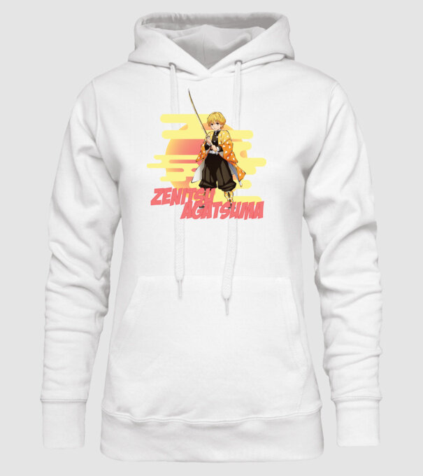 Demon Slayer Zenitsu model alb pe tricou