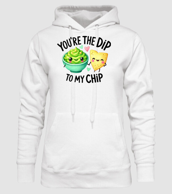 Dip to my Chip model alb pe tricou