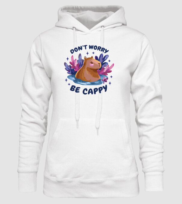 Don't worry be Cappy - capibară model alb pe tricou