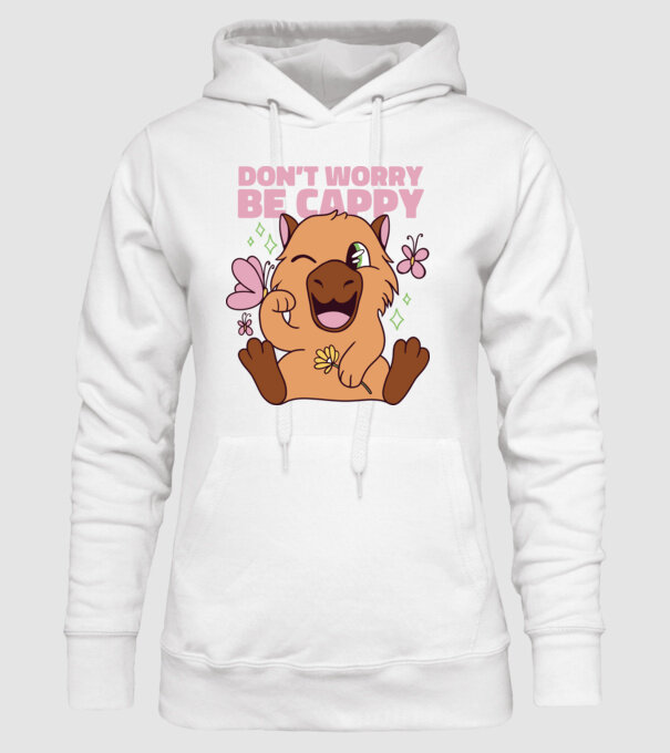 Don't worry be cappy - capibară model alb pe tricou