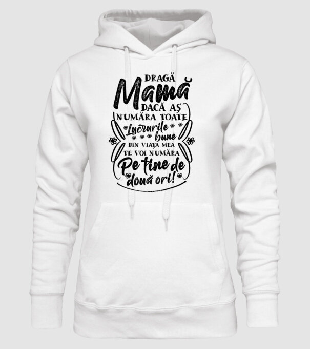 Dragă Mamă, dacă aș număra toate lucrurile bune din viața mea, te voi număra pe tine de două ori! model alb pe tricou