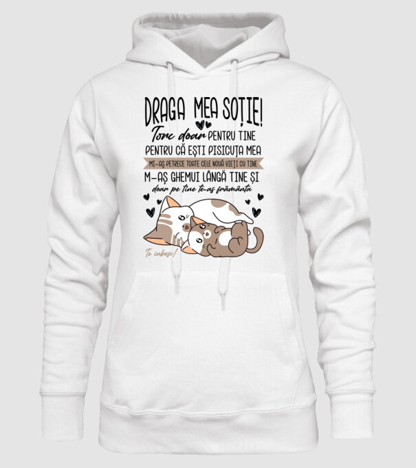 Draga mea soție model alb pe tricou