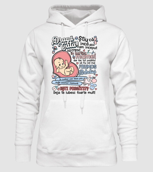Dragă tată model alb pe tricou