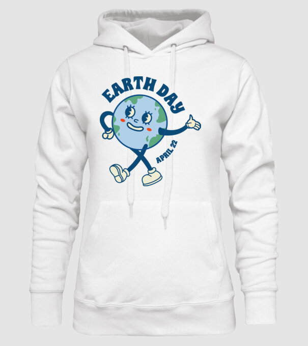 Earth Day model alb pe tricou
