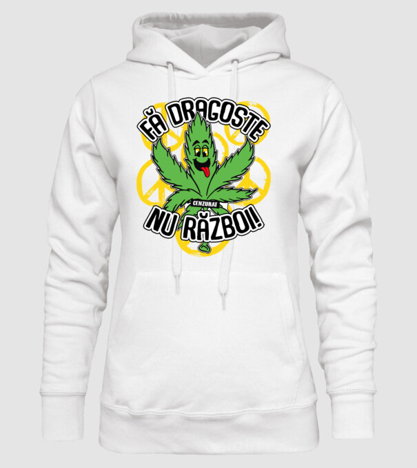 fă dragoste, nu război! (cenzurat) model alb pe tricou
