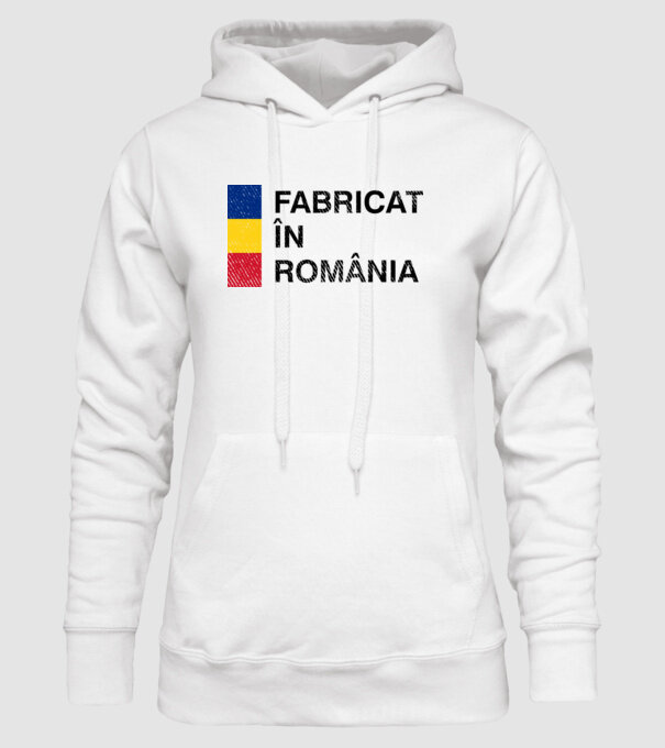 Fabricat în România model alb pe tricou