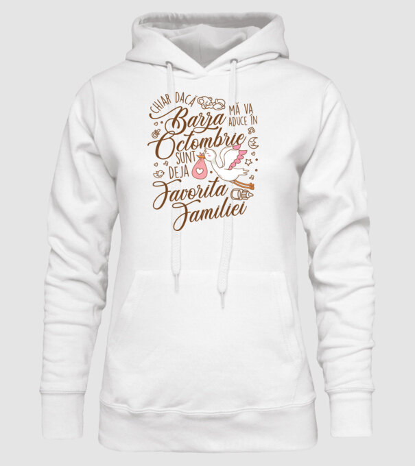 Favorita familiei OCTOMBRIE model alb pe tricou