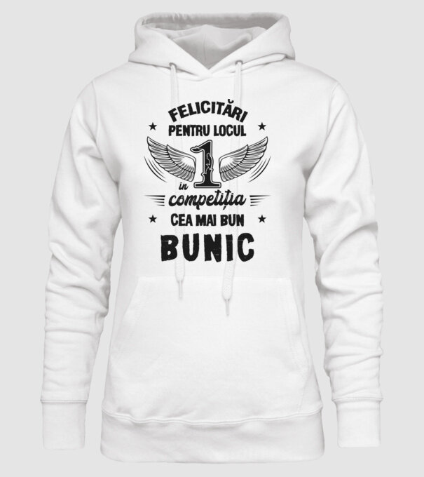 Felicitări pentru locul 1 în competiția Cel mai bun bunic! model alb pe tricou
