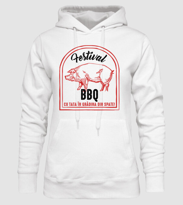 Festival BBQ - cu tata în grădina din spate! model alb pe tricou