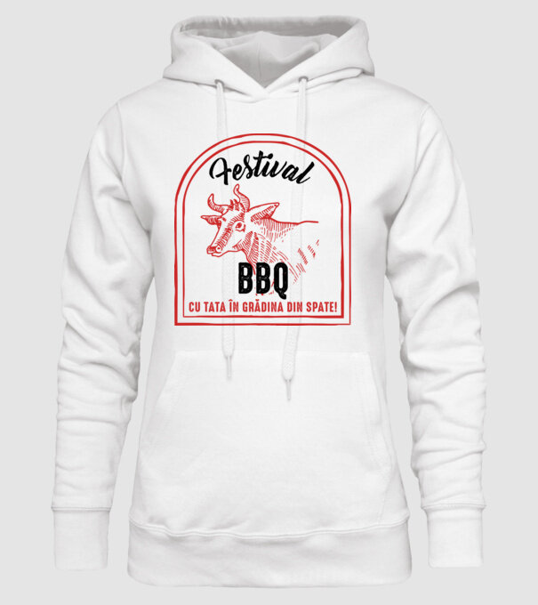 Festival BBQ - cu tata în grădina din spate! model alb pe tricou