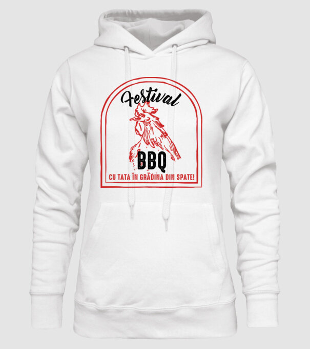 Festival BBQ - cu tata în grădina din spate! model alb pe tricou