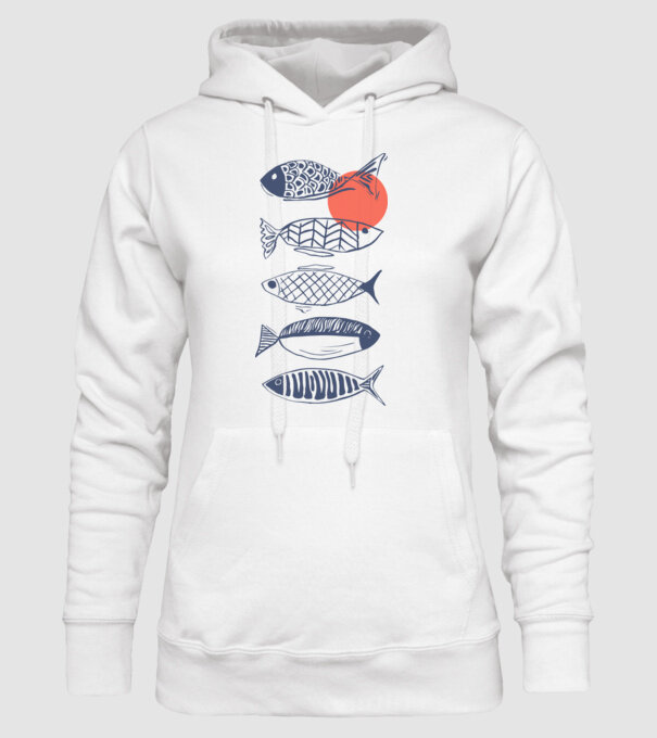 Fish model alb pe tricou