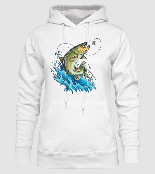 Fish model alb pe tricou