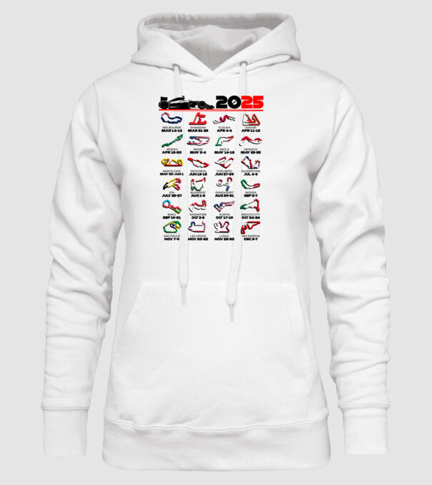 F1 calendar 2025 Alb model alb pe tricou