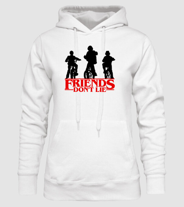 friends dont lie bicycle model alb pe tricou