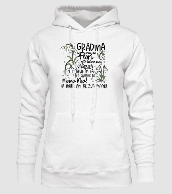 Grădina mea de flori model alb pe tricou