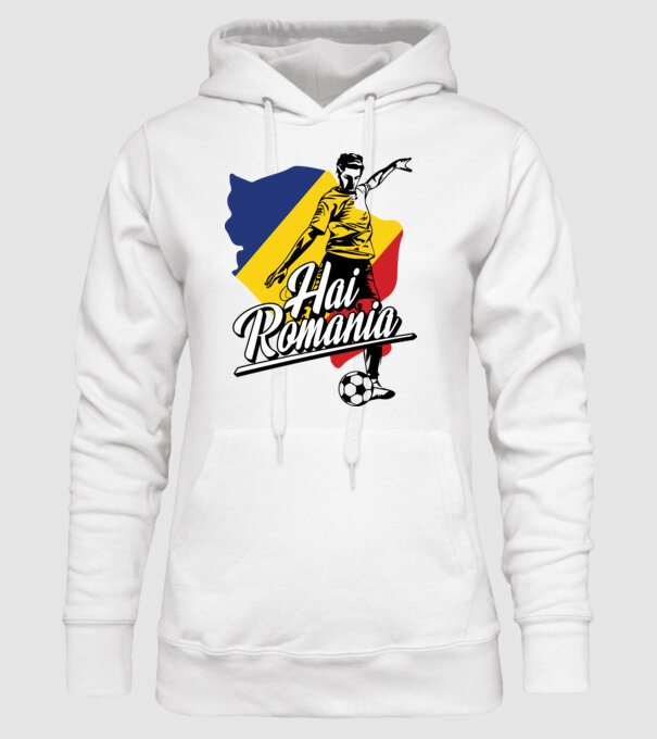 Hai romania fotbal model alb pe tricou